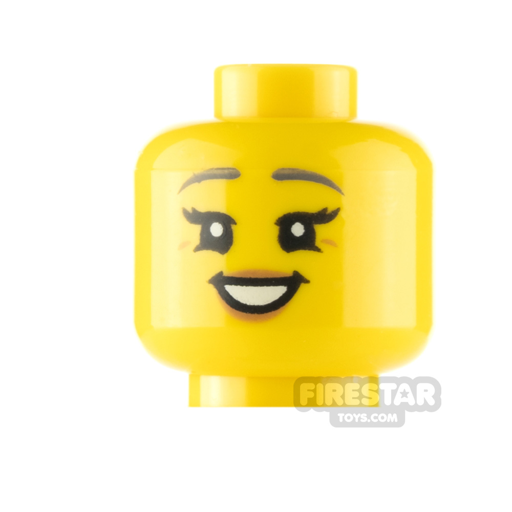 LEGO Minifigure Head Age Lines Grin and Open Smile YELLOW