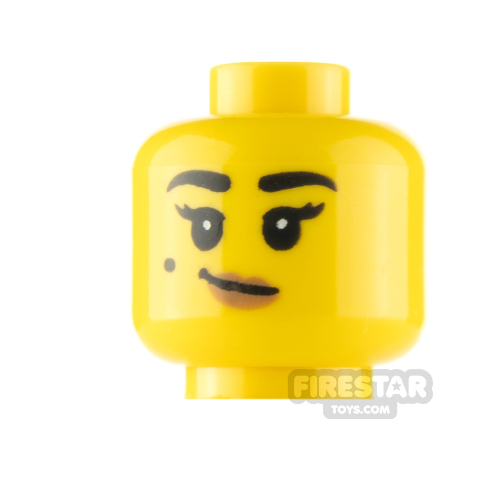 LEGO Minifigure Head Beauty Mark Grin and Surprised YELLOW