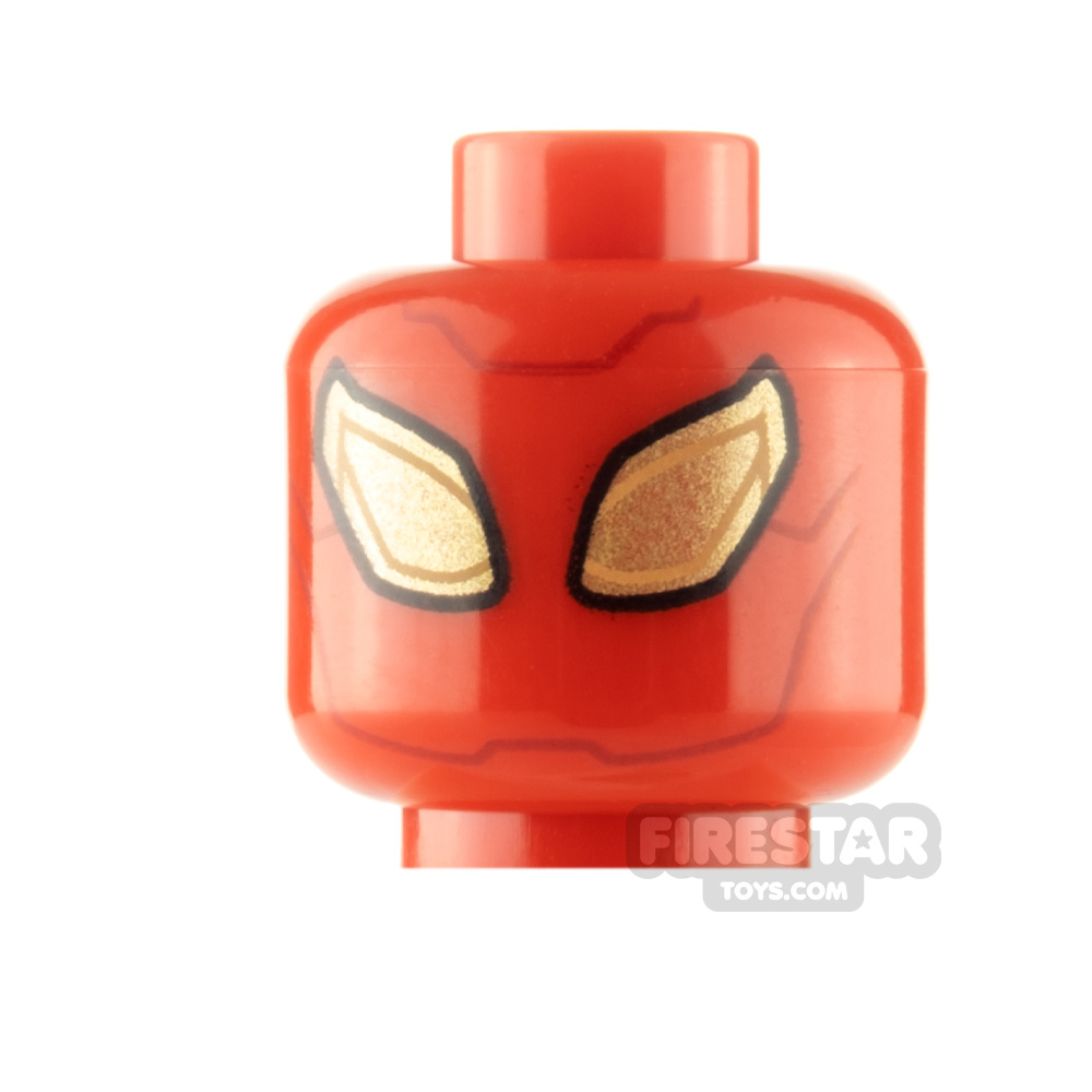 LEGO Minifigure Head Iron Spider Black Outlined Eyes RED
