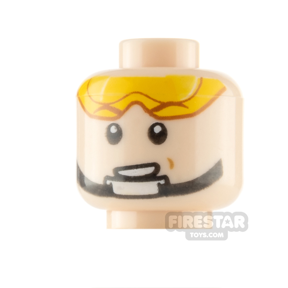 LEGO Minifigure Head Orange Visor Smile and Grin LIGHT FLESH