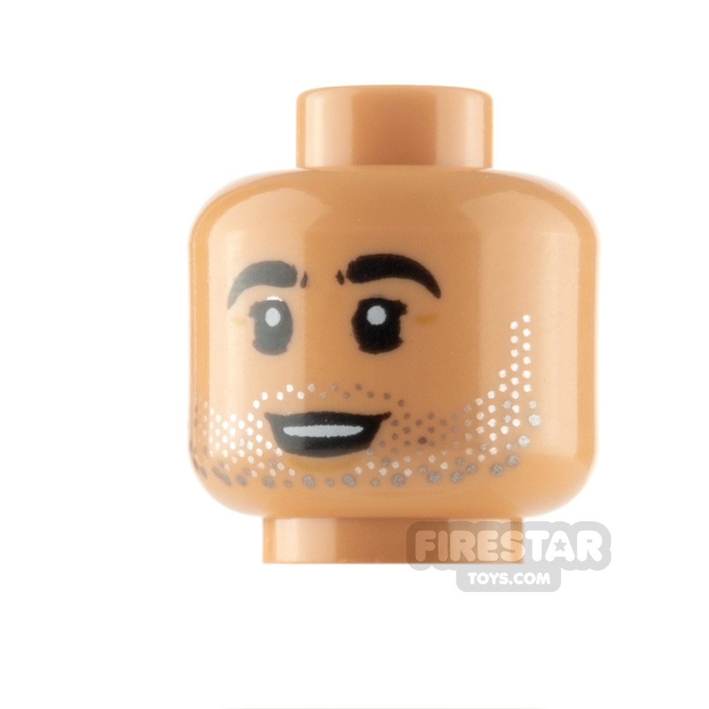 LEGO Minifigure Head Stubble Smile and Neutral MEDIUM FLESH