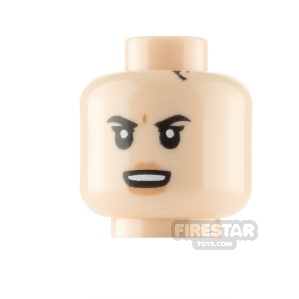 LEGO Minifigure Head Black Eyebrows and Angry LIGHT FLESH