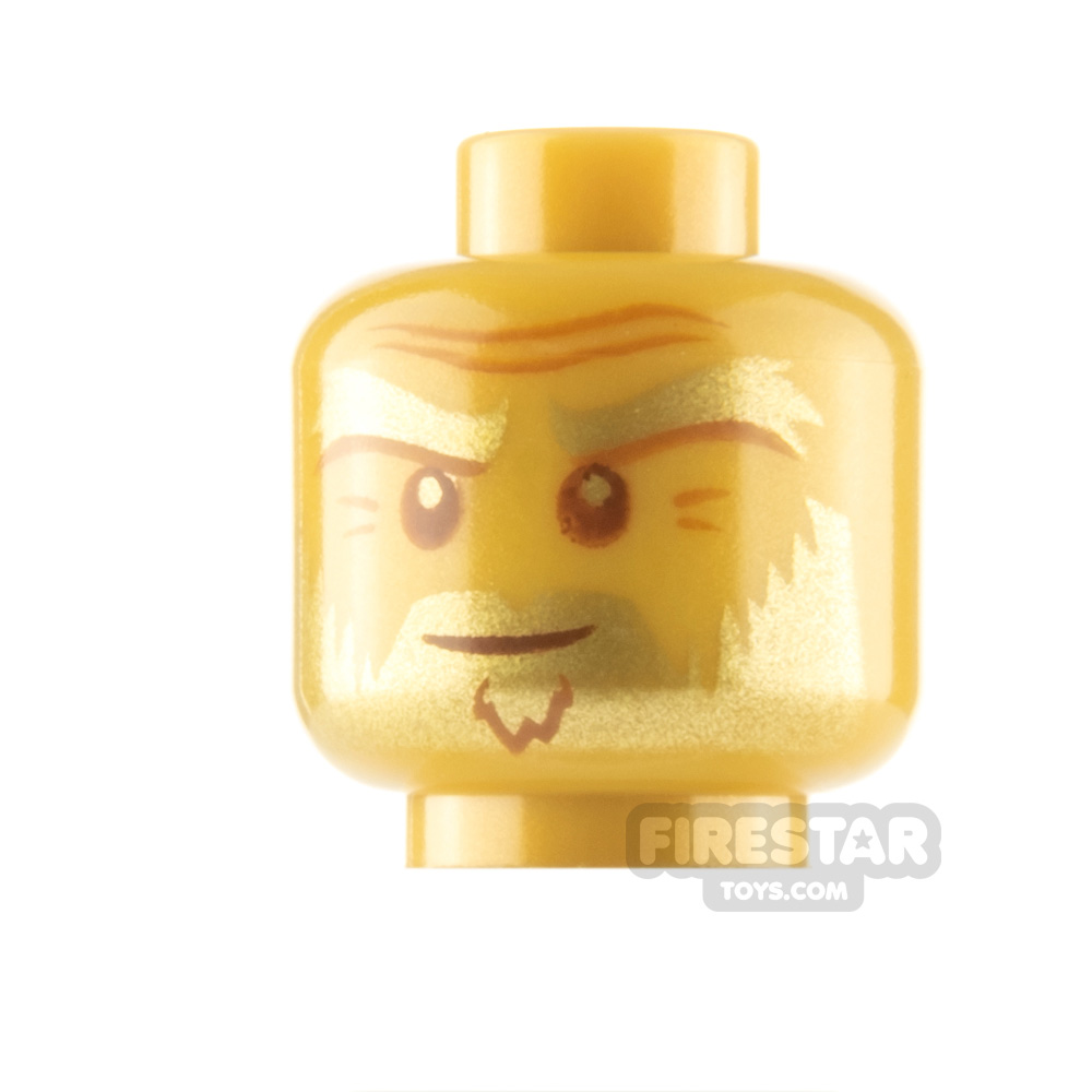 LEGO Minifigure Head Beard and Braided Ponytail PEARL GOLD