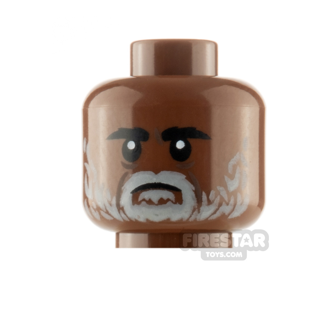 LEGO Minifigure Head Stern with Light Gray Beard REDDISH BROWN