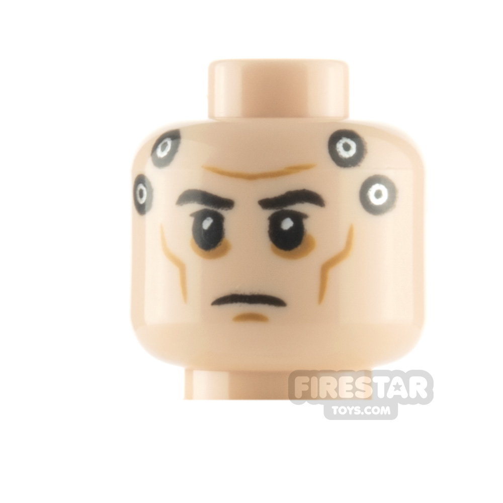 LEGO Minifigure Head Serious with Metal Plates and Metal Panel on Back LIGHT FLESH