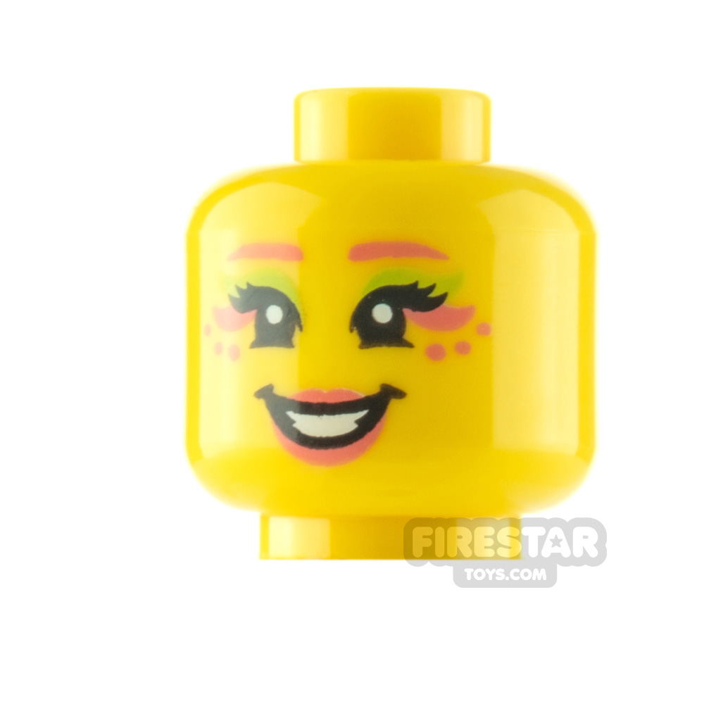 LEGO Minifigure Head Lime Eyeshadow and Smile WHITE JADE