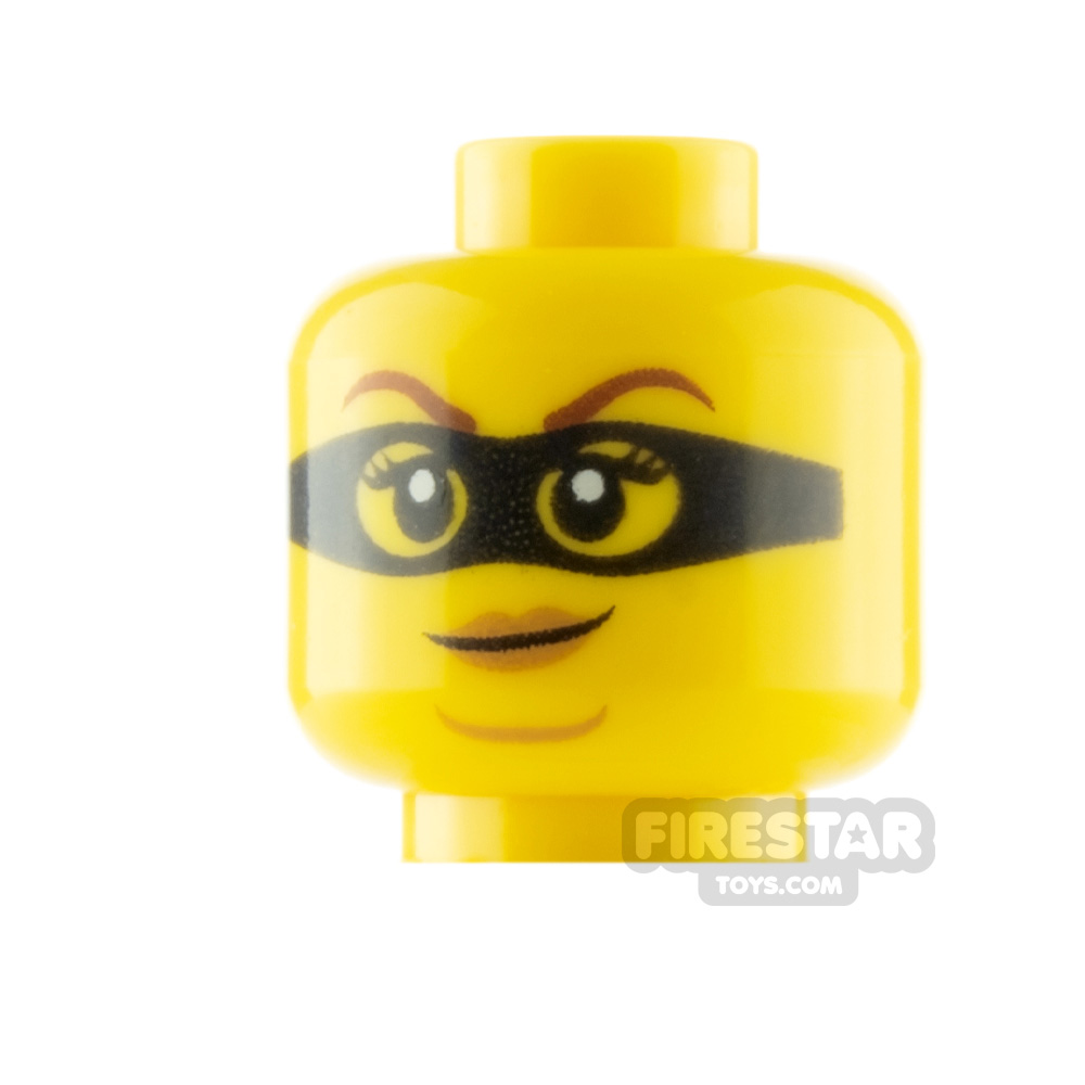 LEGO Minifigure Head Smile and Smirk with Black Mask YELLOW