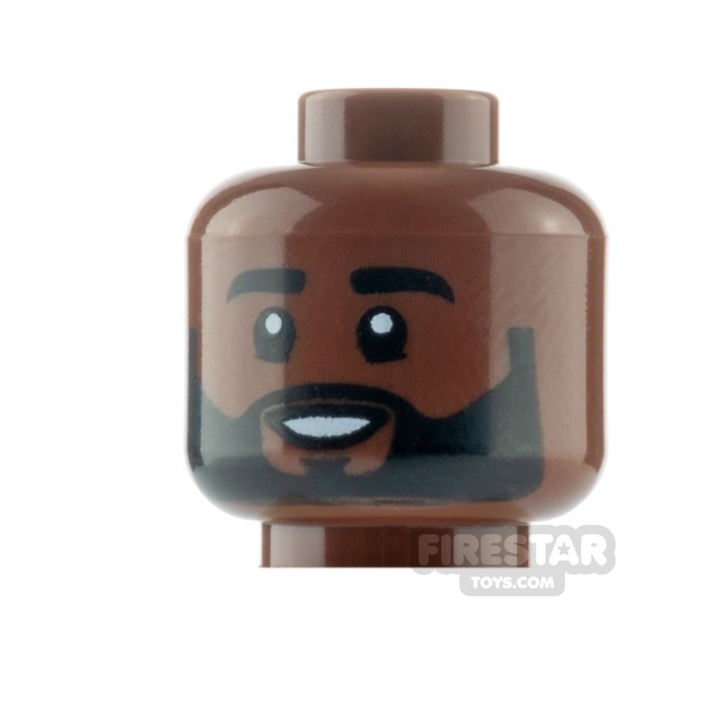LEGO Minifigure Head Open Mouth Smile and Beard REDDISH BROWN