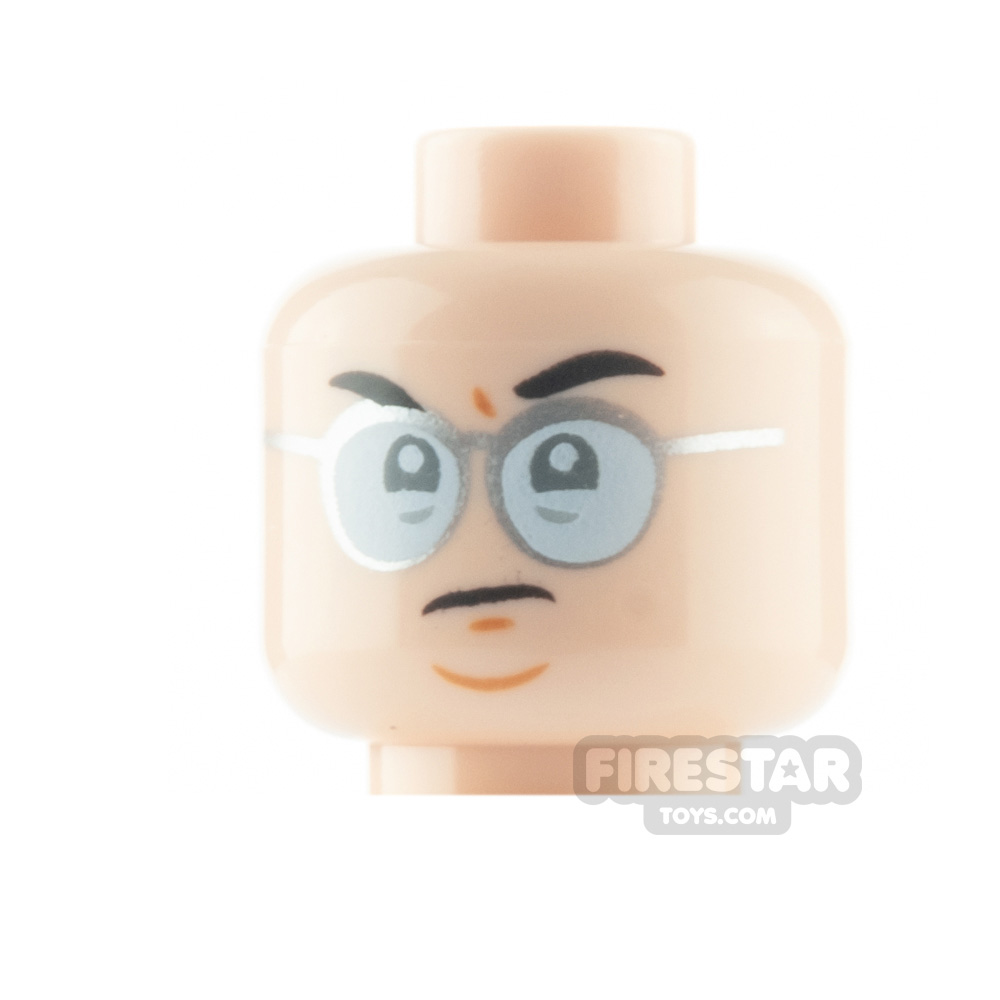 LEGO Minifigure Head Silver Glasses and Grumpy LIGHT FLESH