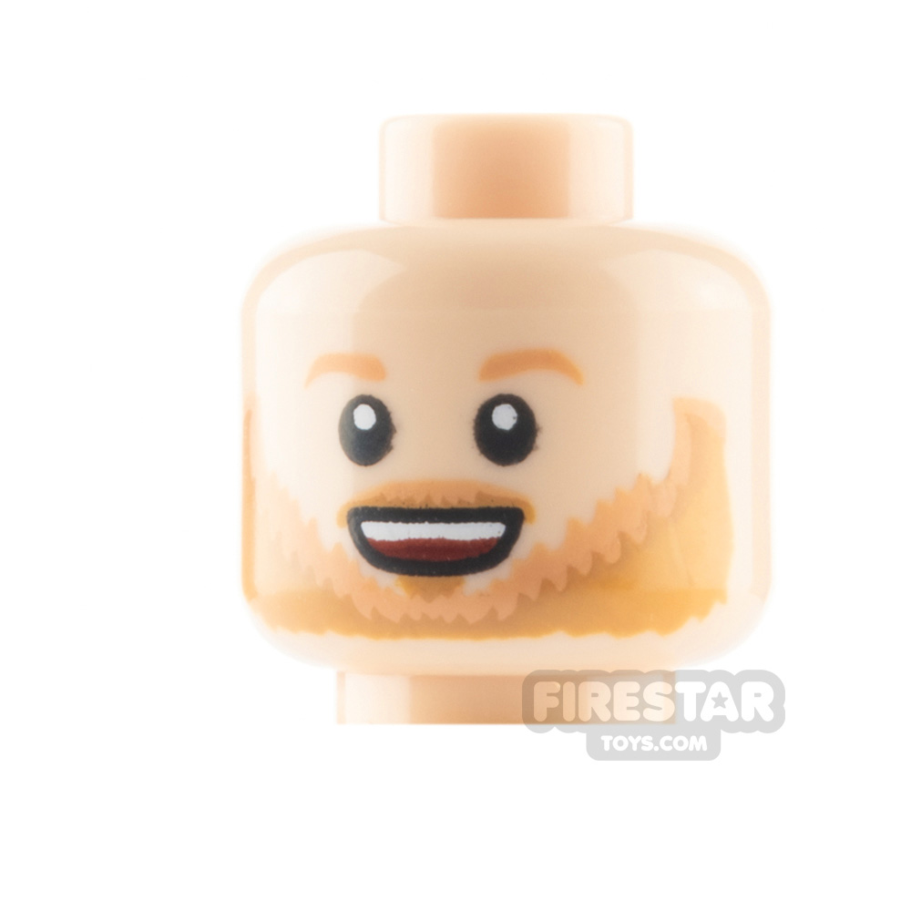 LEGO Minifigure Head Beard and Moustache Open Mouth Grin / Smirk LIGHT FLESH