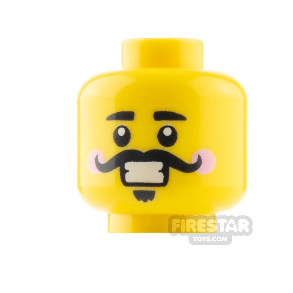 LEGO Minifigure Heads Moustache and Goatee Smile / Open Mouth Smile YELLOW