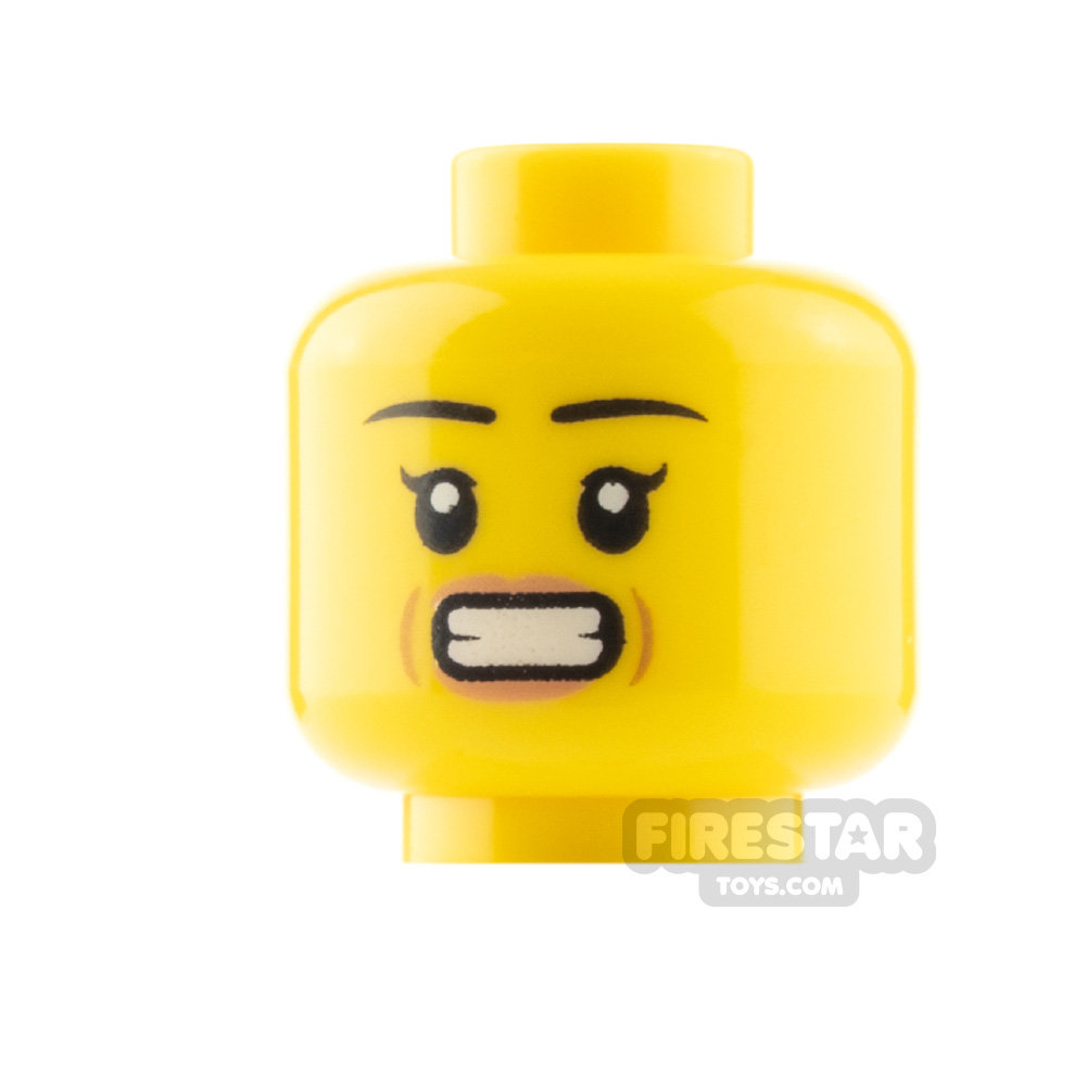 LEGO Minifigure Heads Bared Teeth / Open Mouth Smile YELLOW