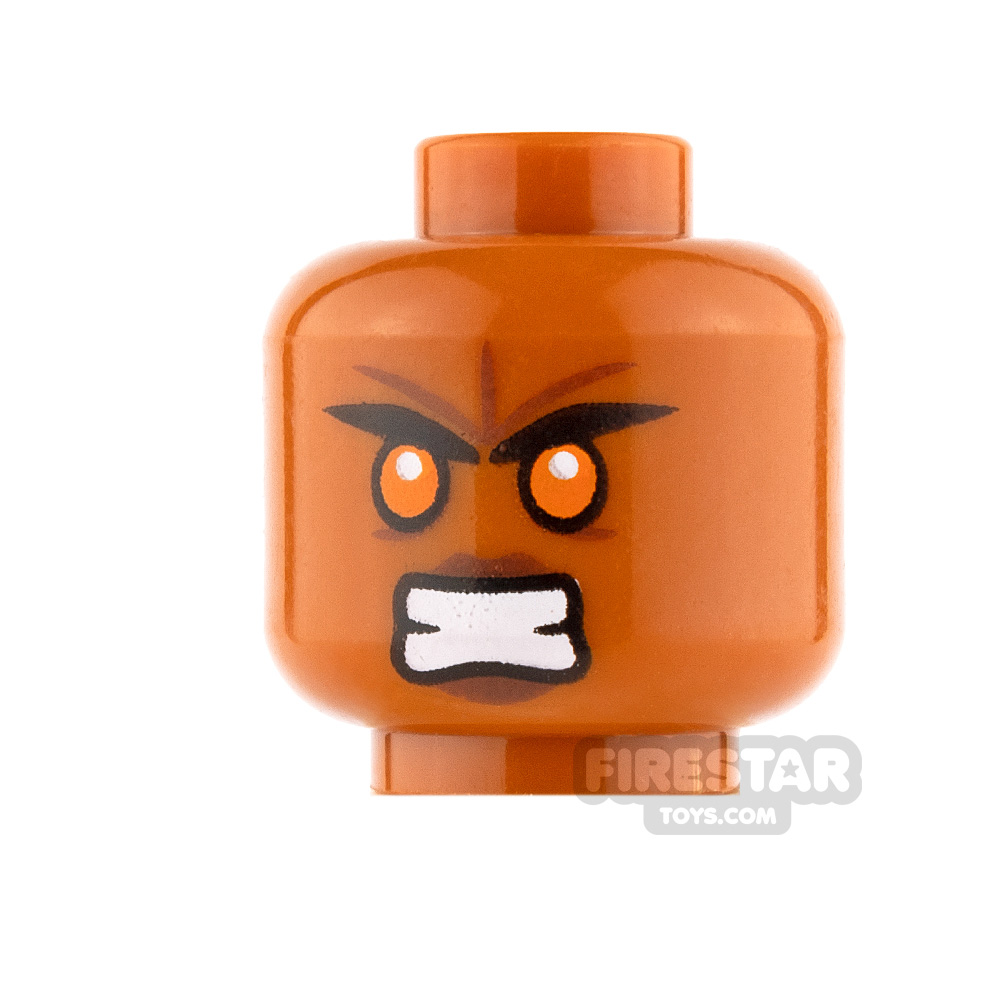 LEGO Mini Figure Heads - Unhappy and Angry DARK ORANGE