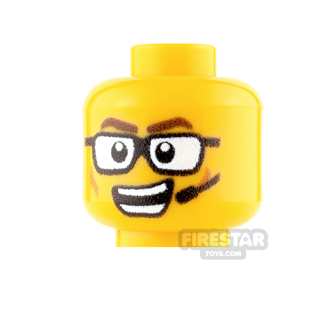 Custom Minifigure Heads - Male with Glasses and Headset