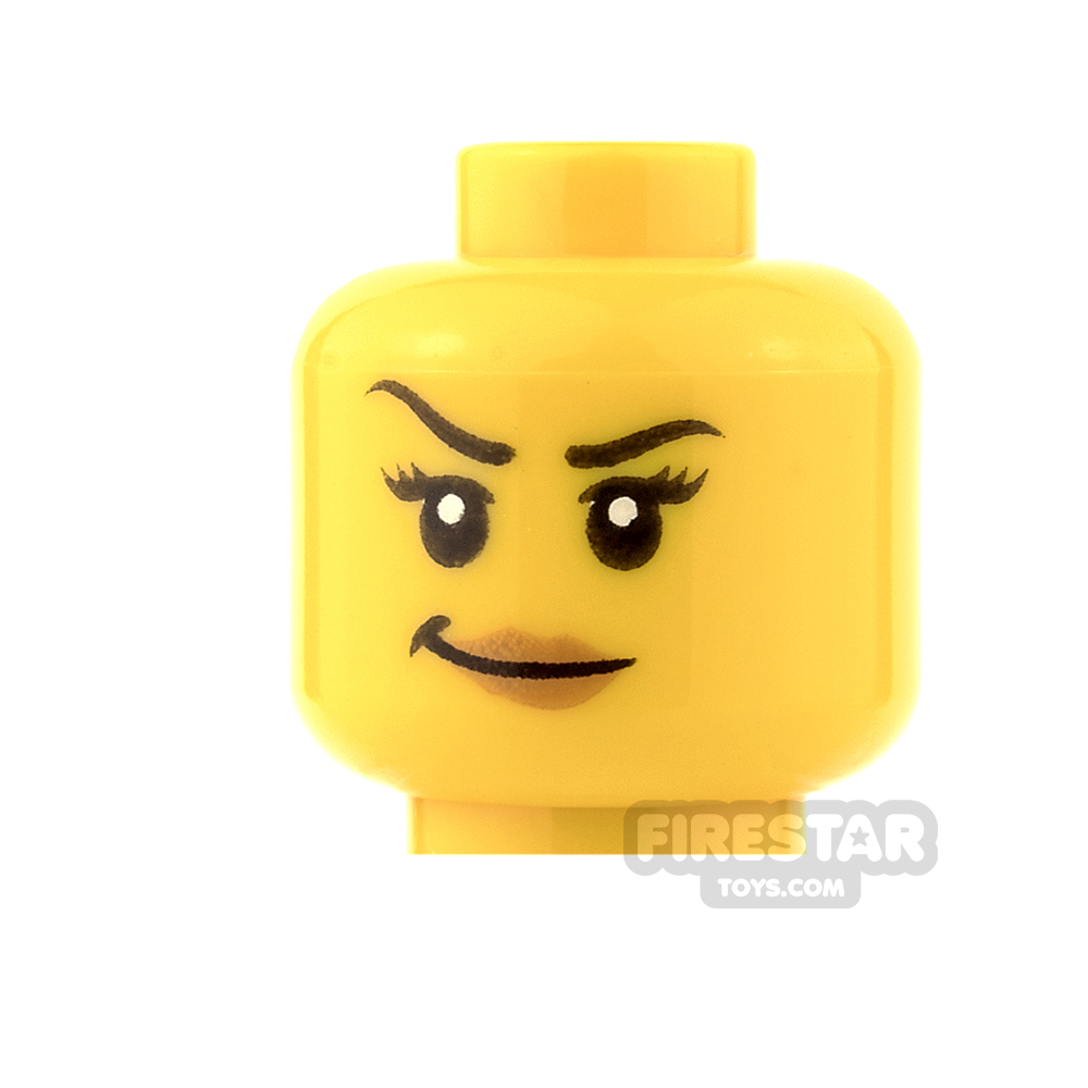 LEGO Mini Figure Heads - Raised Eyebrow and Smirk YELLOW