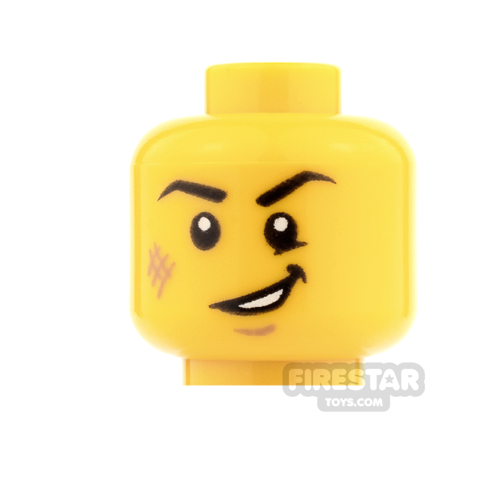 LEGO Mini Figure Heads - Cheek Scuff with Open Mouth Smile