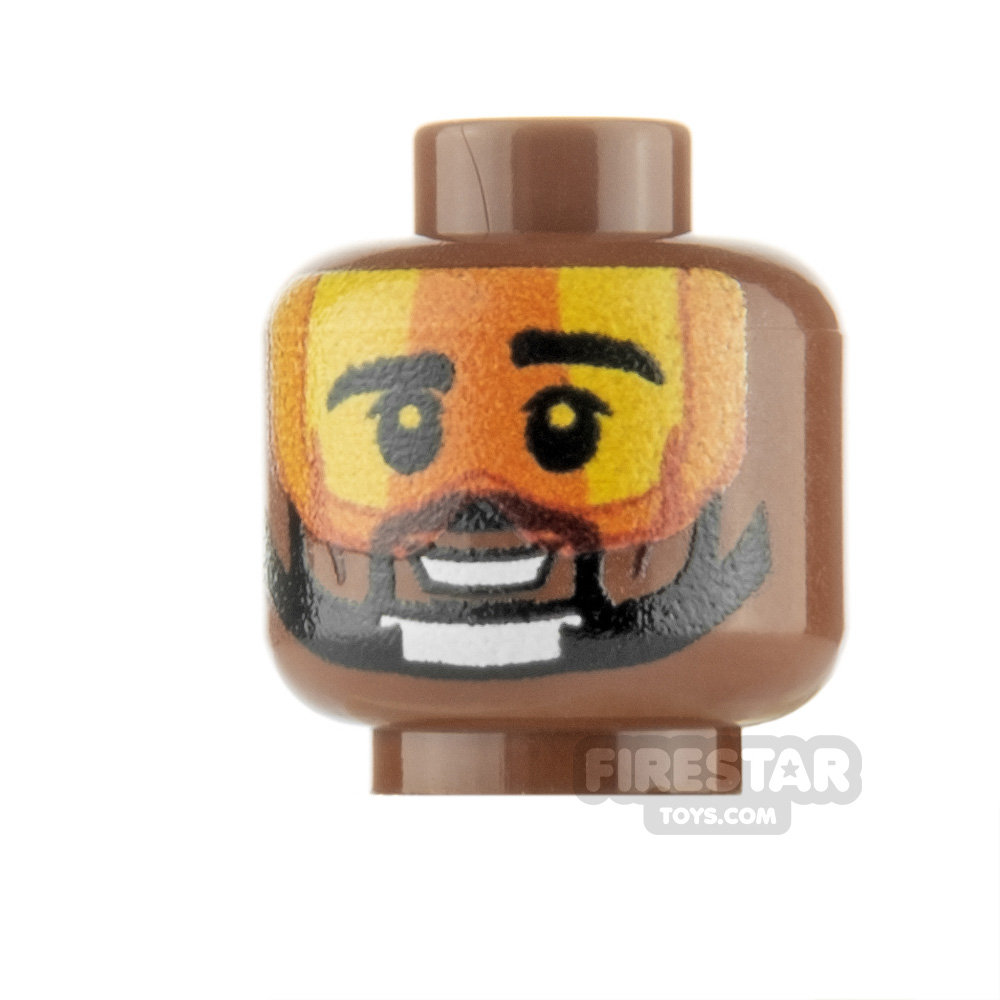 Custom Minifigure Heads - Rebel Pilot - Stern Male - Reddish Brown