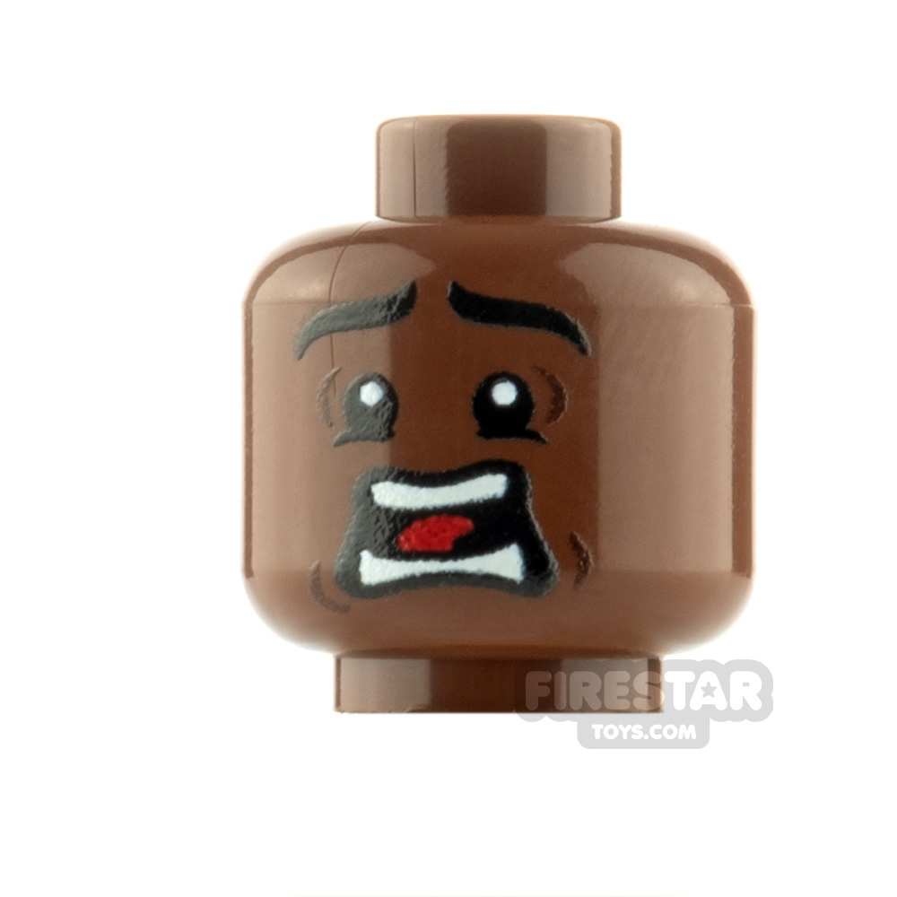 Custom Mini Figure Heads - Terrified - Male - Reddish Brown