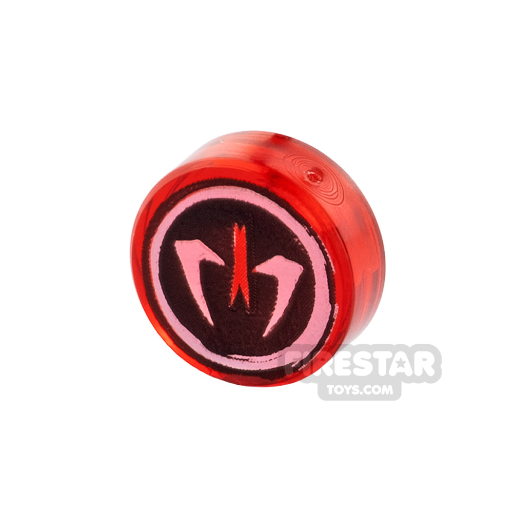 Printed Round Tile 1x1 Ninjago Fangpyre TRANS RED