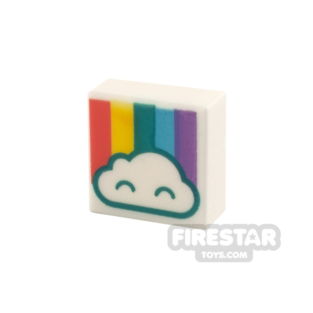 Printed Tile 1x1 with Cloud and Rainbow