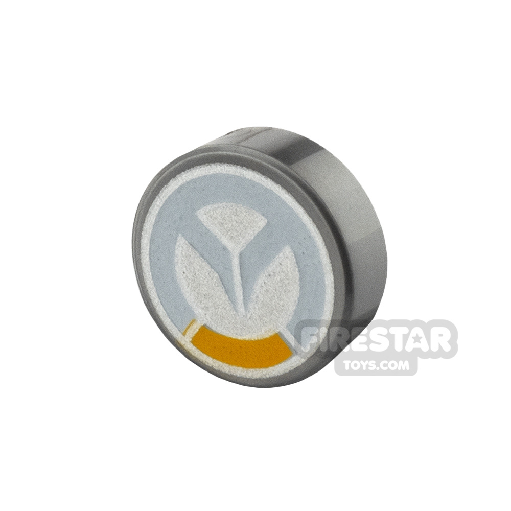Printed Round Tile 1x1 Overwatch Logo FLAT SILVER