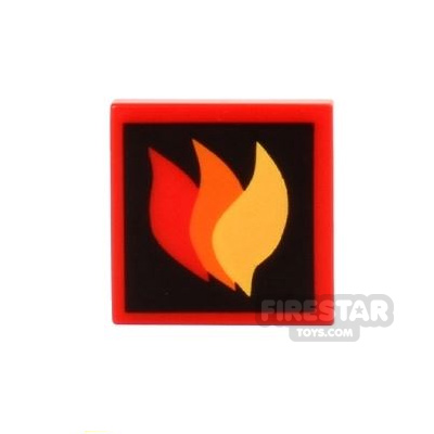 Printed Tile 2x2 - Flames RED