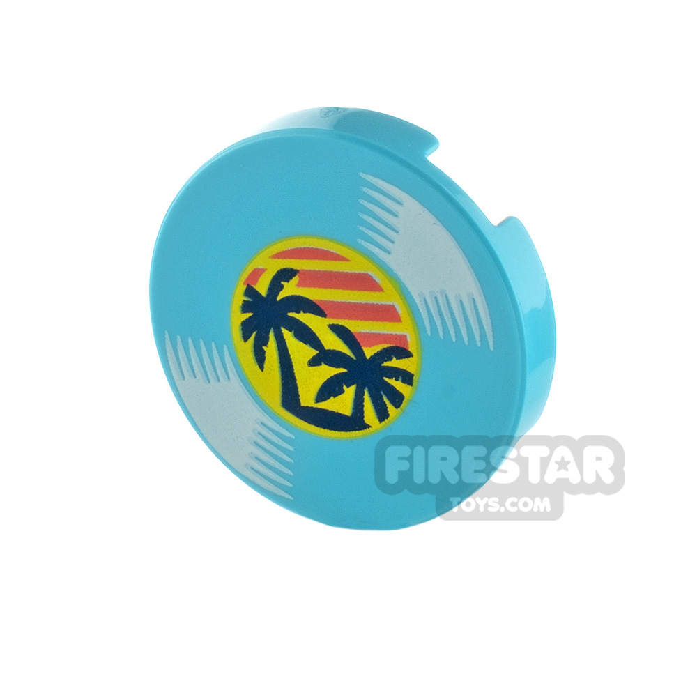 Printed Round Tile 2x2 Vinyl Record with Palm Trees