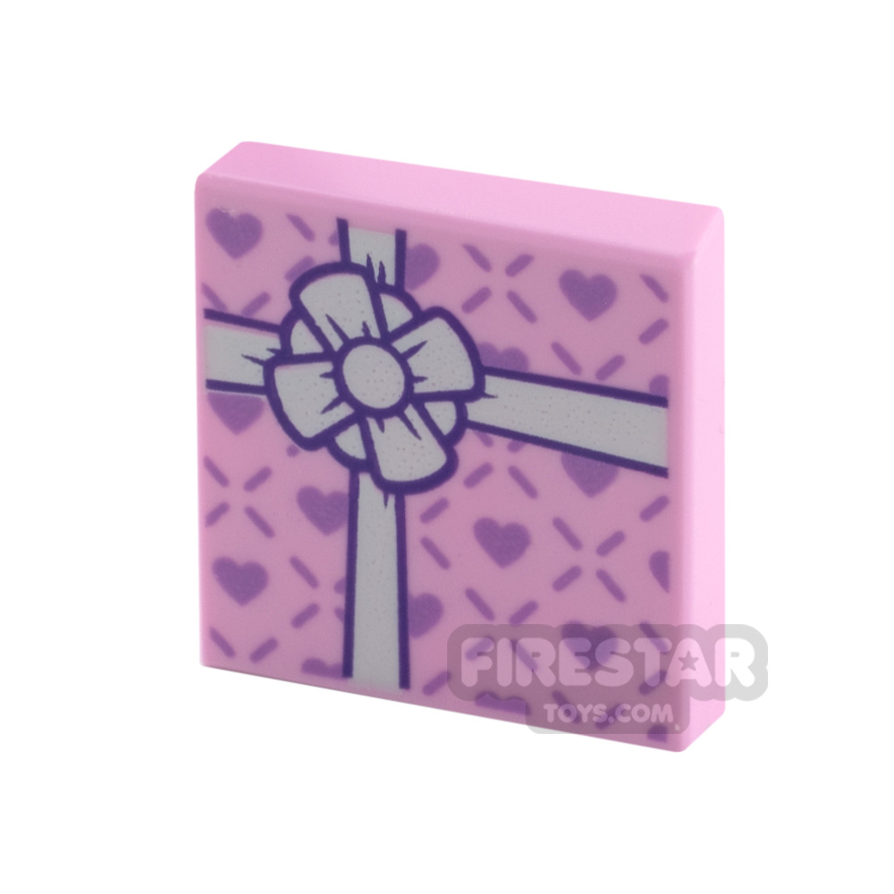 Printed Modified Tile 2x2 Present BRIGHT PINK