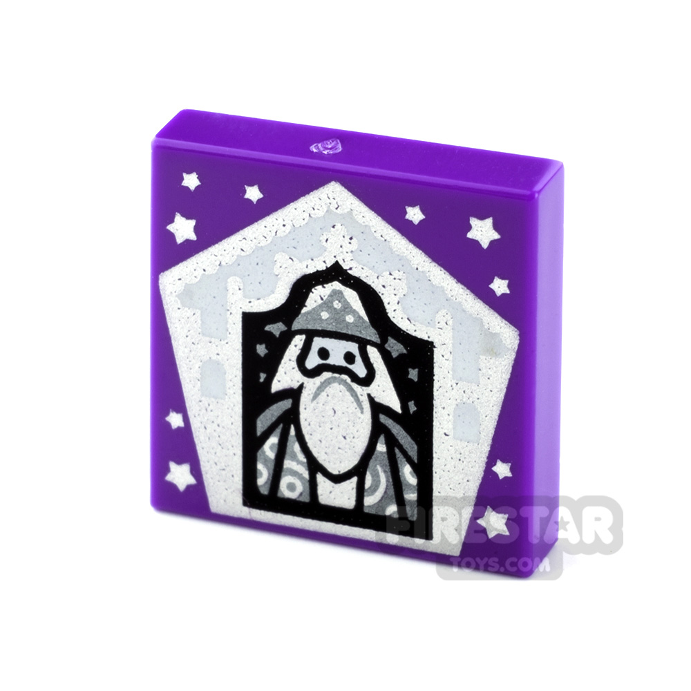 Printed Tile 2x2 Chocolate Frog Card Albus Dumbledore DARK PURPLE