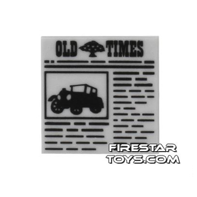 Printed Tile 2x2 - Old Times Newspaper LIGHT BLUEISH GRAY