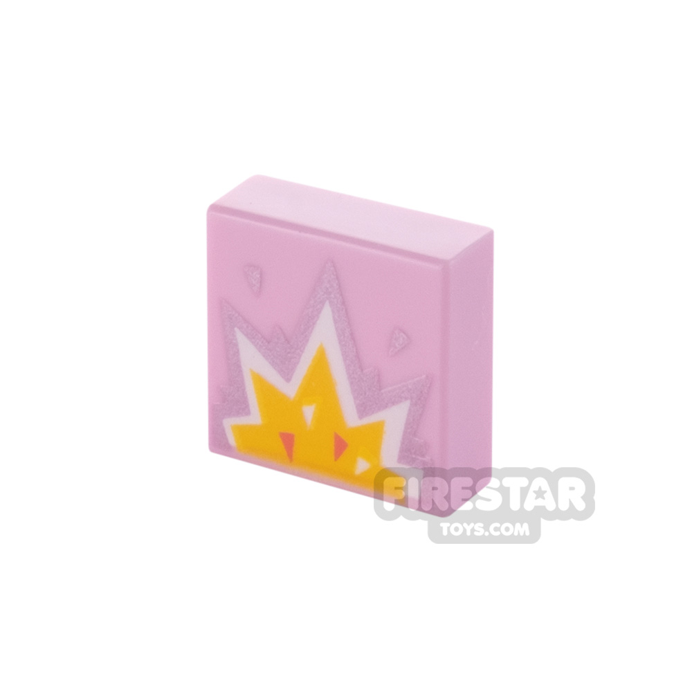 Printed Tile 1x1 Explosion BRIGHT PINK