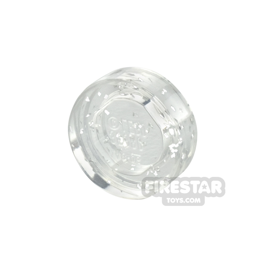 Printed Round Tile 1x1 Glitter TRANS CLEAR