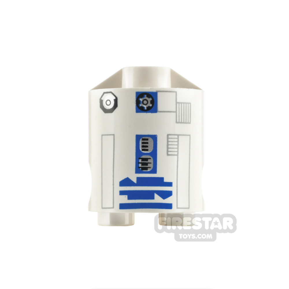 Printed Round Brick 2x2x2 R2-D2 Clone Wars WHITE