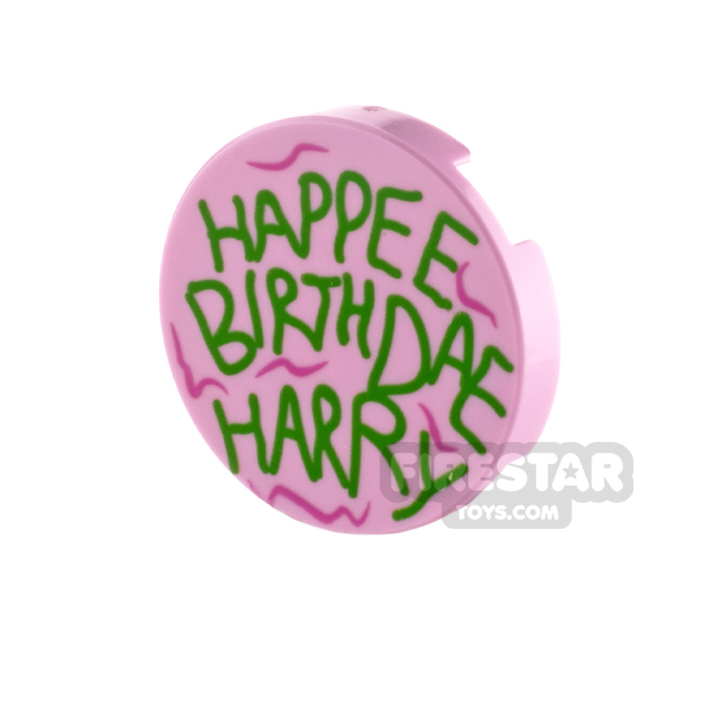 Printed Round Tile 2x2 Harry Potter Birthday Cake BRIGHT PINK