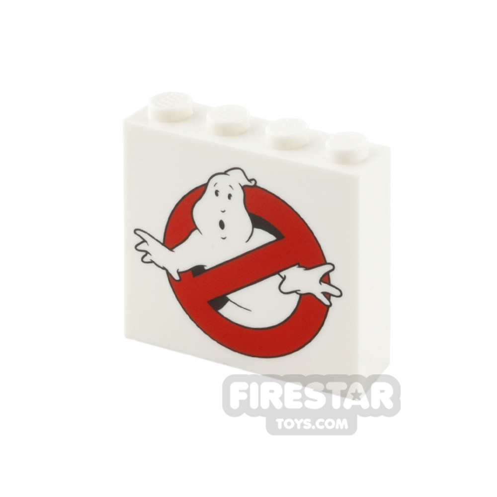 Printed Brick 1x4x3 Ghostbuster Logo WHITE