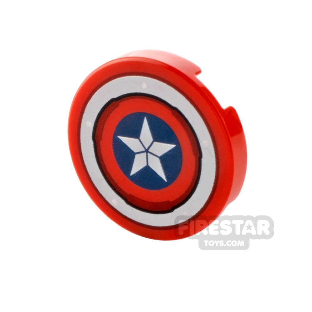 Printed Round Tile 2x2 Captain America Star RED