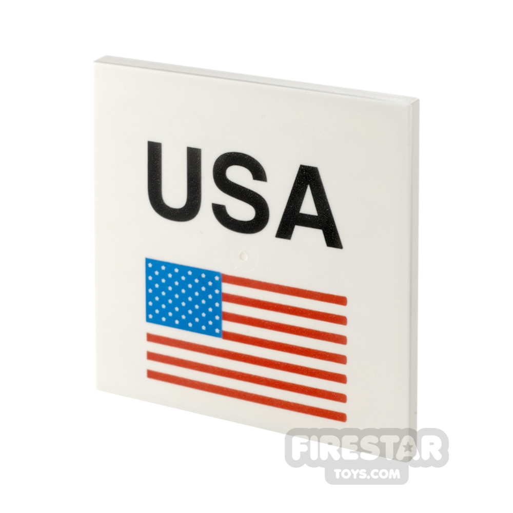 Printed Tile 6x6 American Flag WHITE
