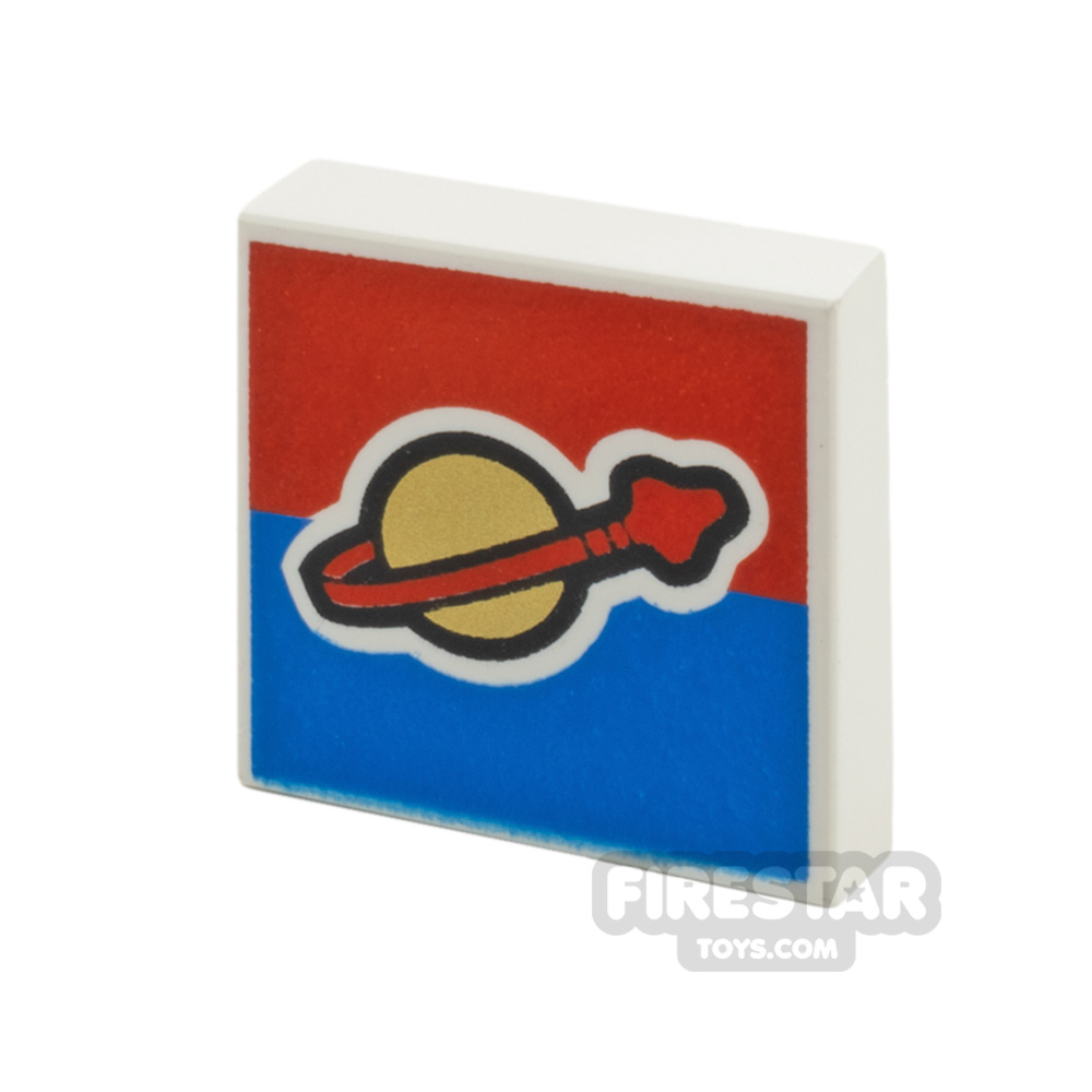 Printed Tile 2x2 Classic Space Logo WHITE