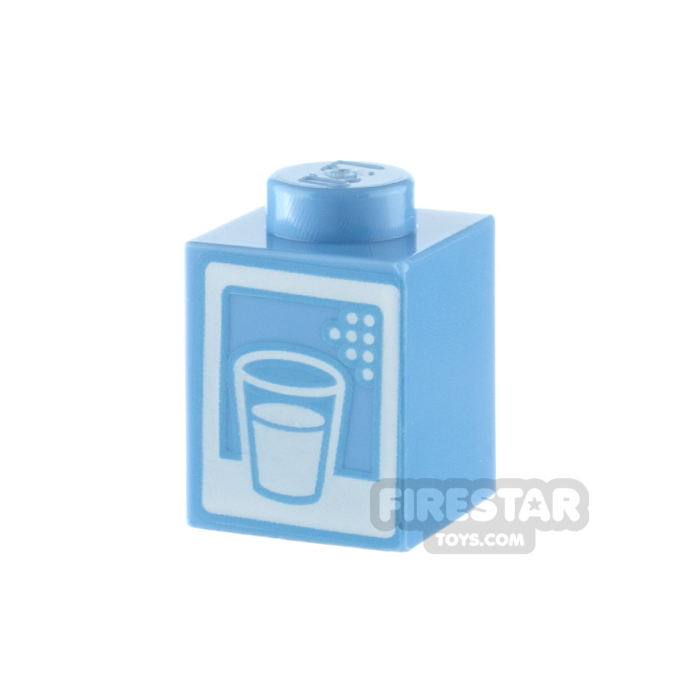 Printed Brick 1x1 Milk Carton with Glass MEDIUM  BLUE