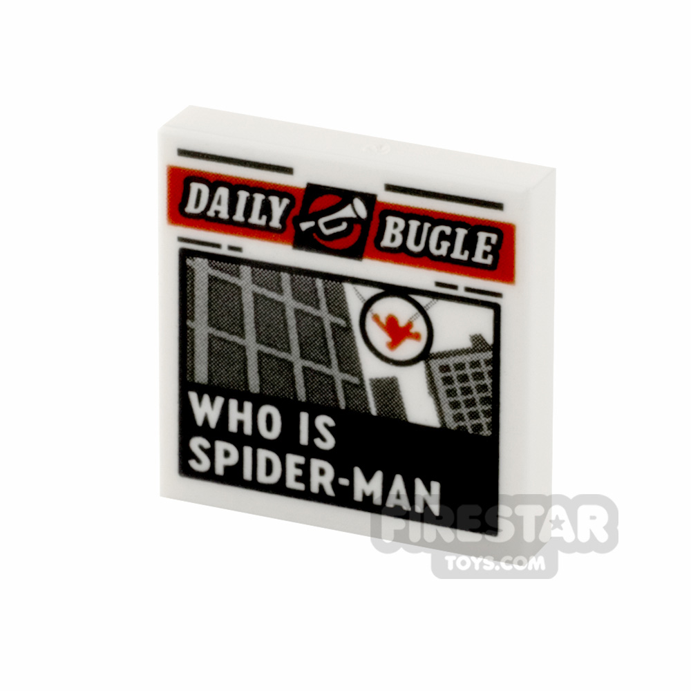 Printed Tile 2x2 Daily Bugle Newspaper Who is Spider-Man WHITE