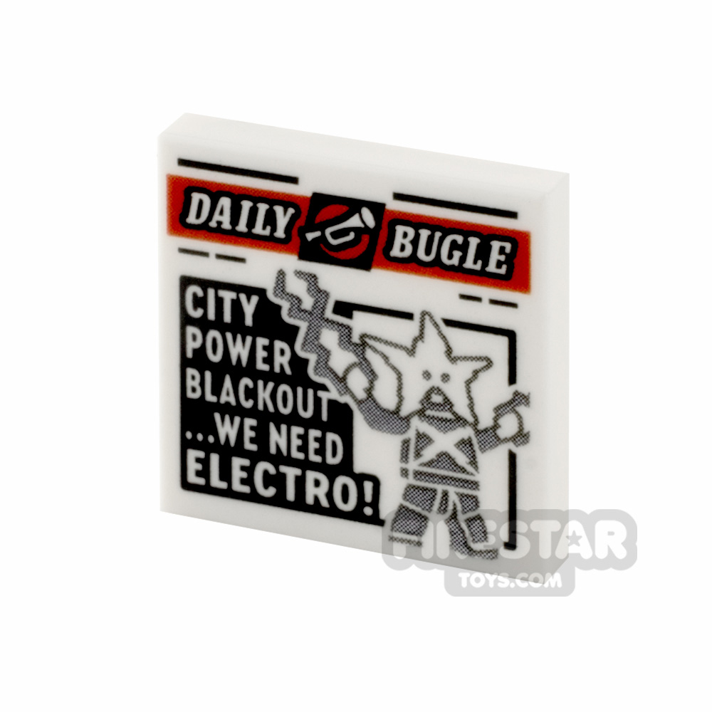 Printed Tile 2x2 Daily Bugle Newspaper City Power Blackout WHITE