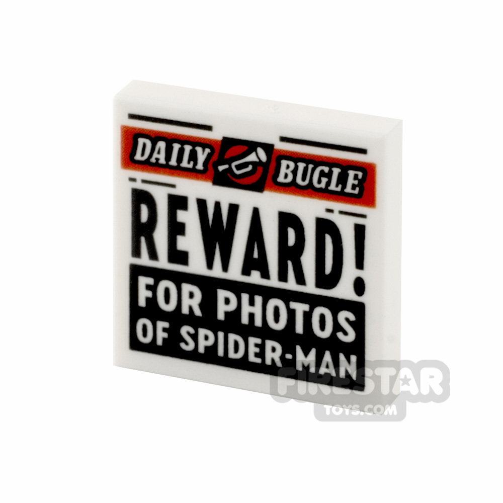 Printed Tile 2x2 Daily Bugle Newspaper Photos Of Spider-Man WHITE