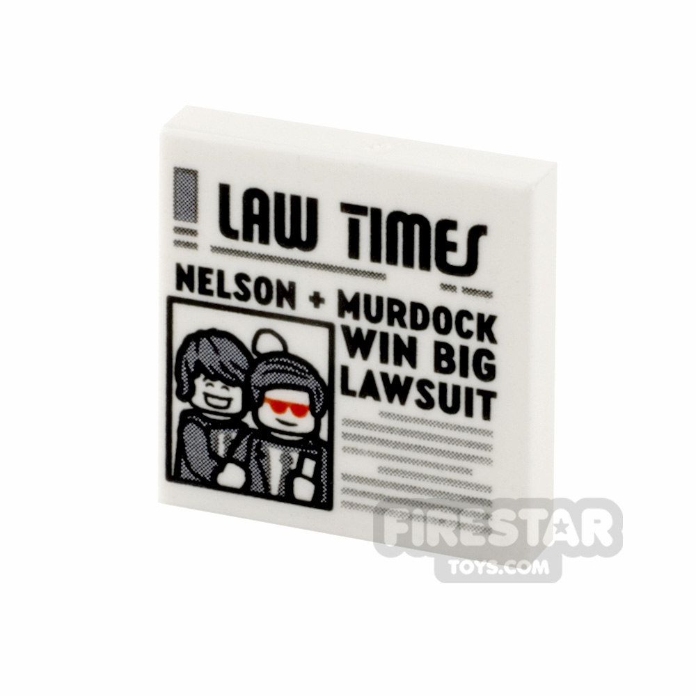 Printed Tile 2x2 Law Times Newspaper Nelson and Murdock WHITE