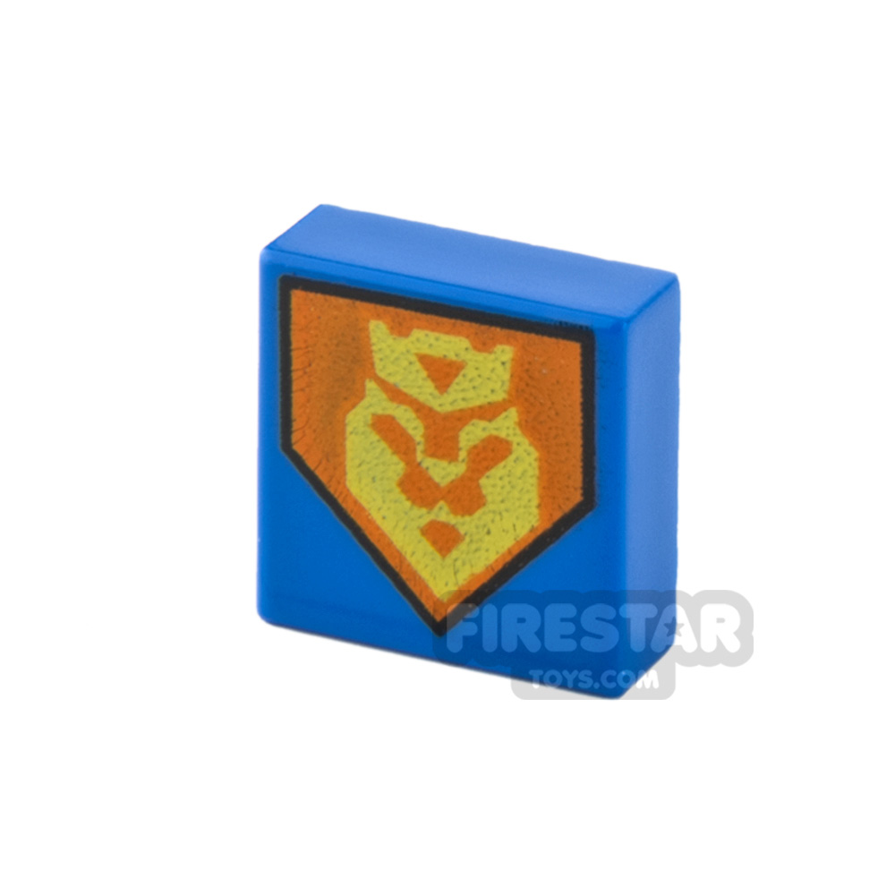 Printed Tile 1x1 King Symbol on Shield BLUE
