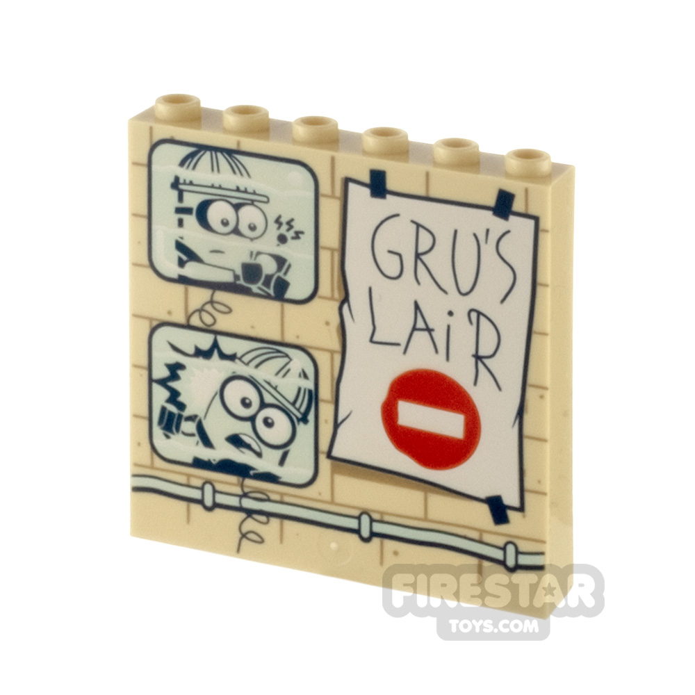 Printed Panel 1x6x5 with Side Supports Minions Grus Lair TAN