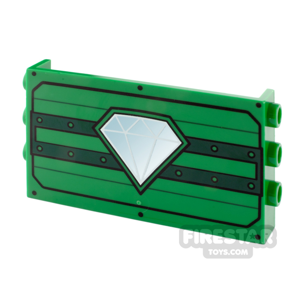 Printed Panel 1x6x3 with Studs on Sides Diamond GREEN