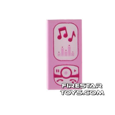 Printed Tile 1x2 - Mobile Phone BRIGHT PINK