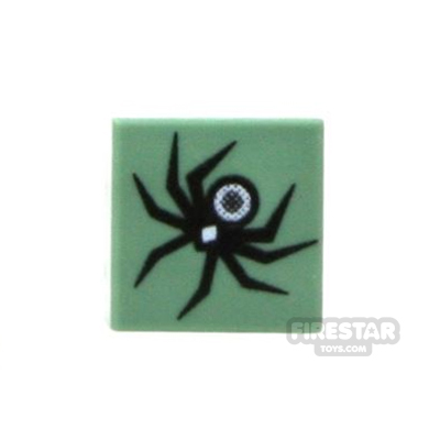 Printed Tile 1x1 - Spider SAND GREEN