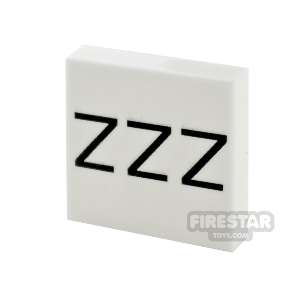Printed Tile 2x2 with 'ZZZ' Print BLACK