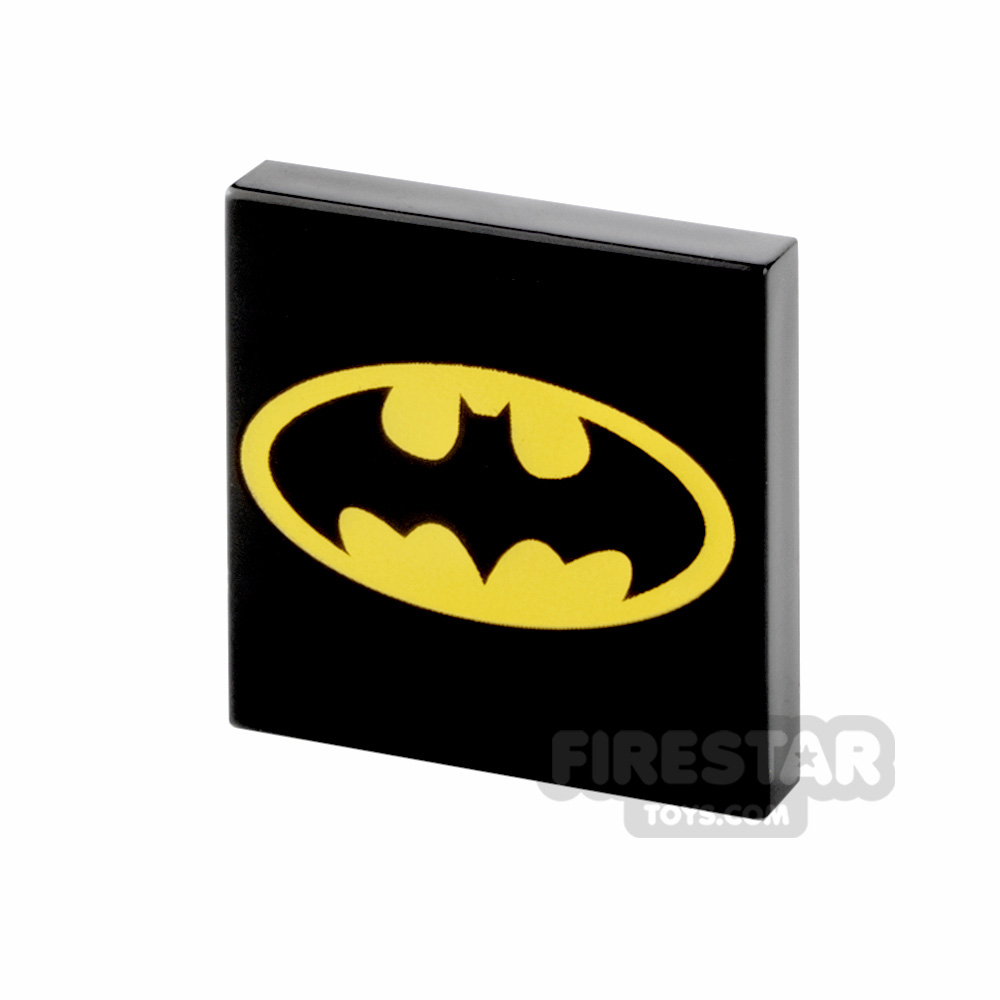 Printed Tile 2x2 Batman Logo BLACK